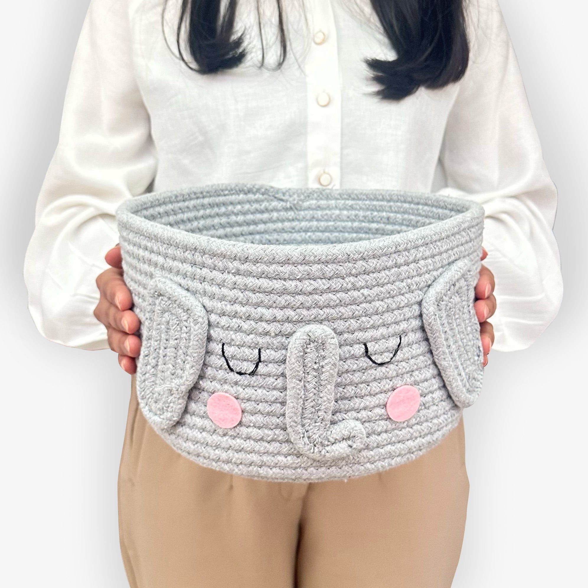 Elephant Grey Cotton Basket