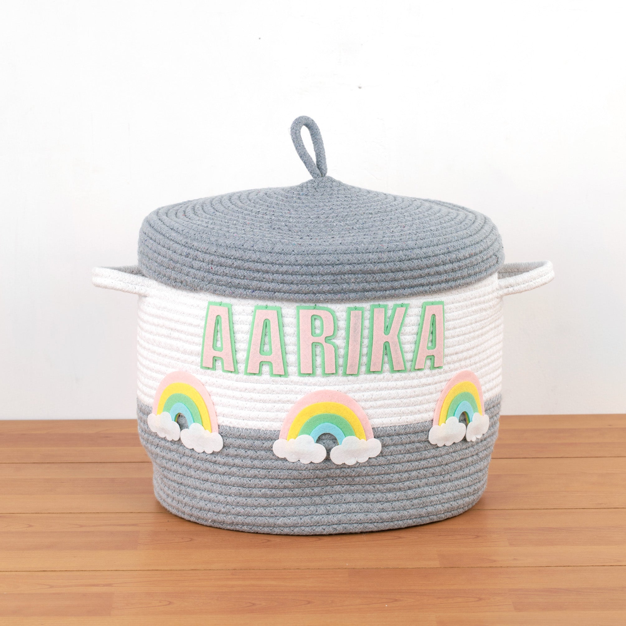 Rainbow Grey Lid Basket