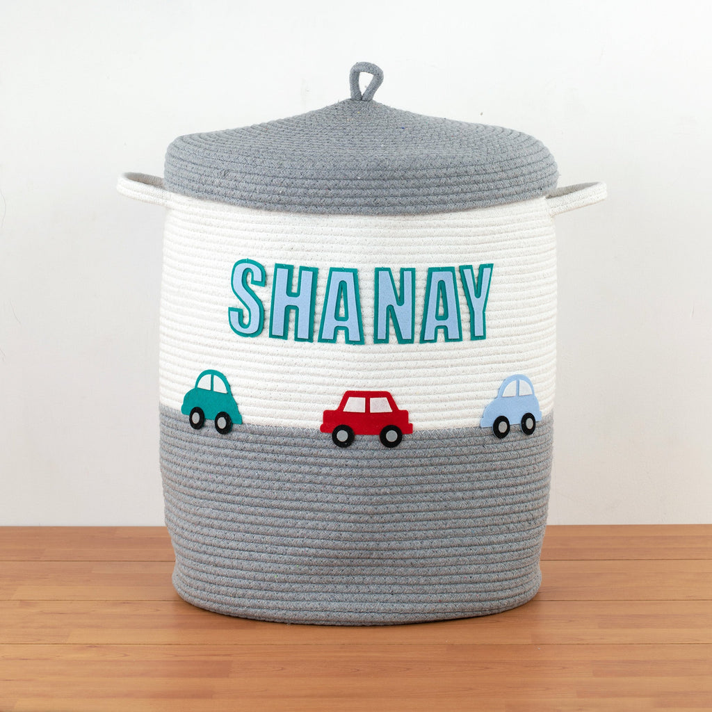 Little Cars Grey Basket
