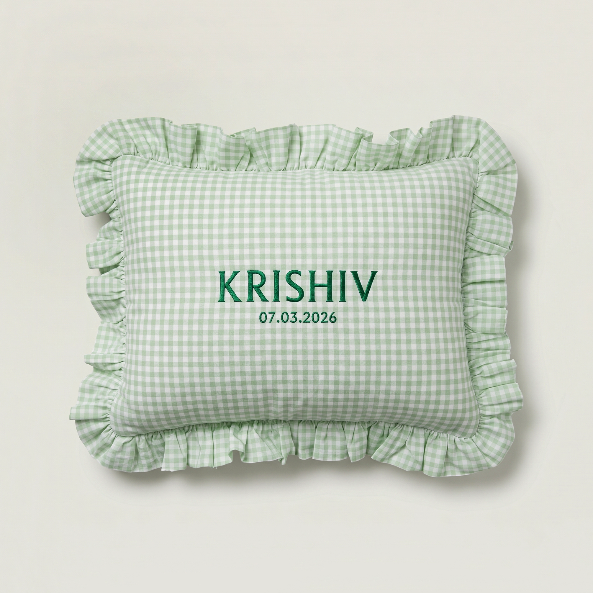 Gingham Ruffle Cushion