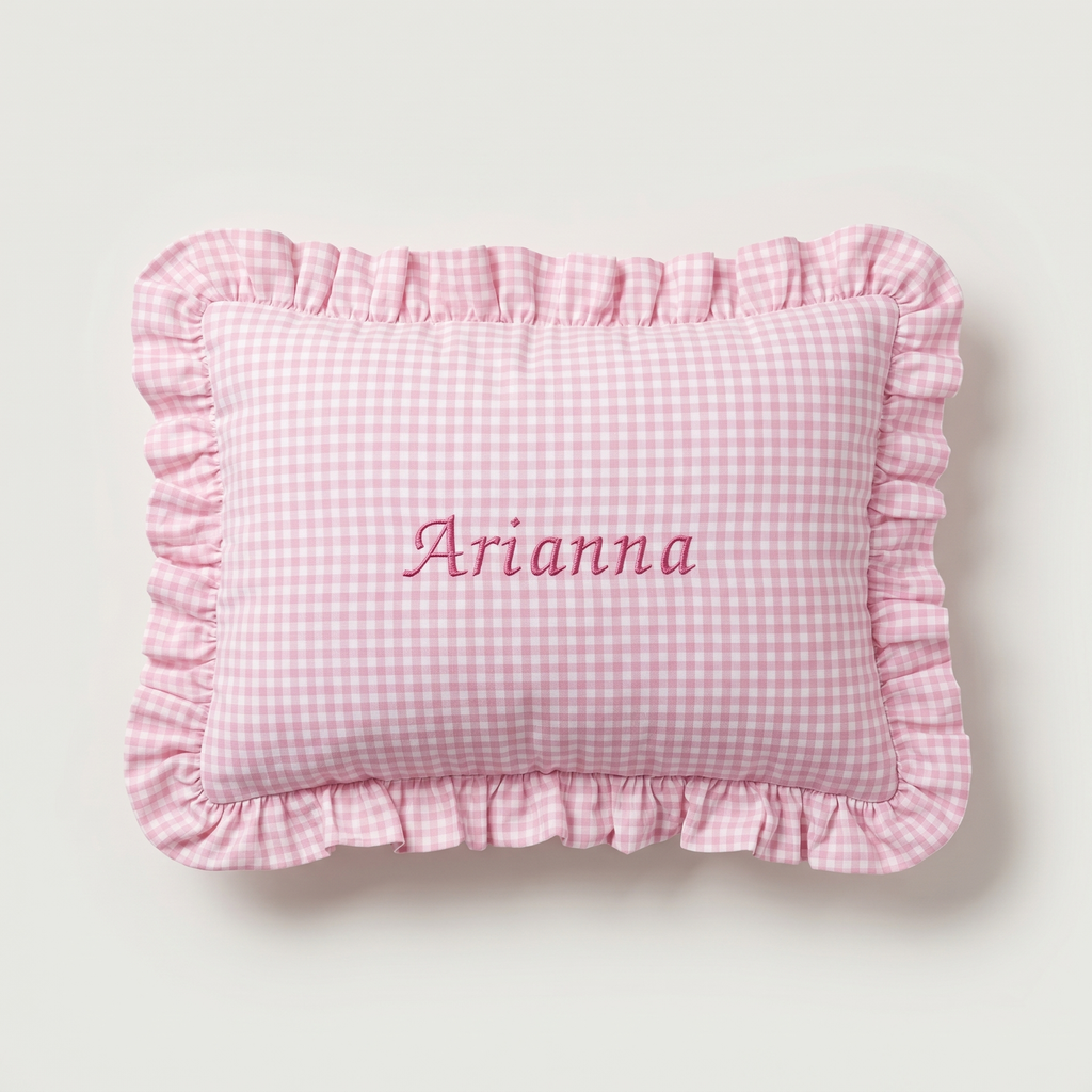 Gingham Ruffle Cushion