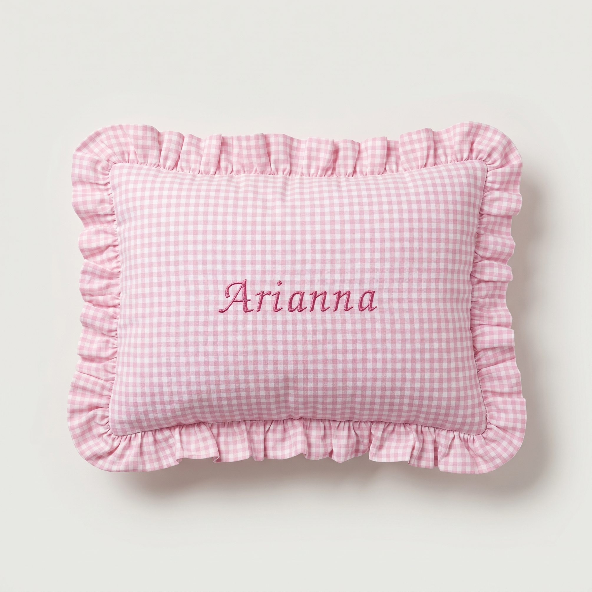 Gingham Ruffle Cushion