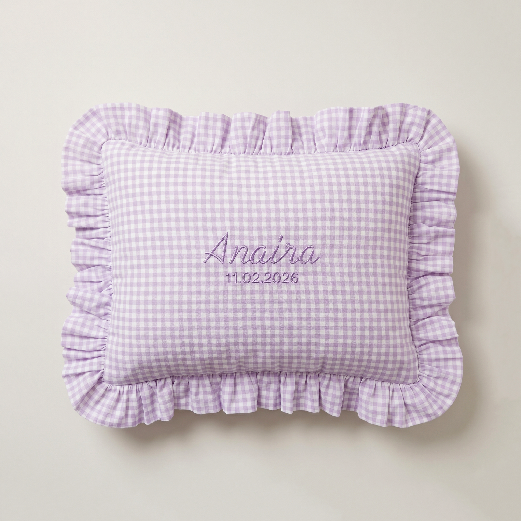 Gingham Ruffle Cushion