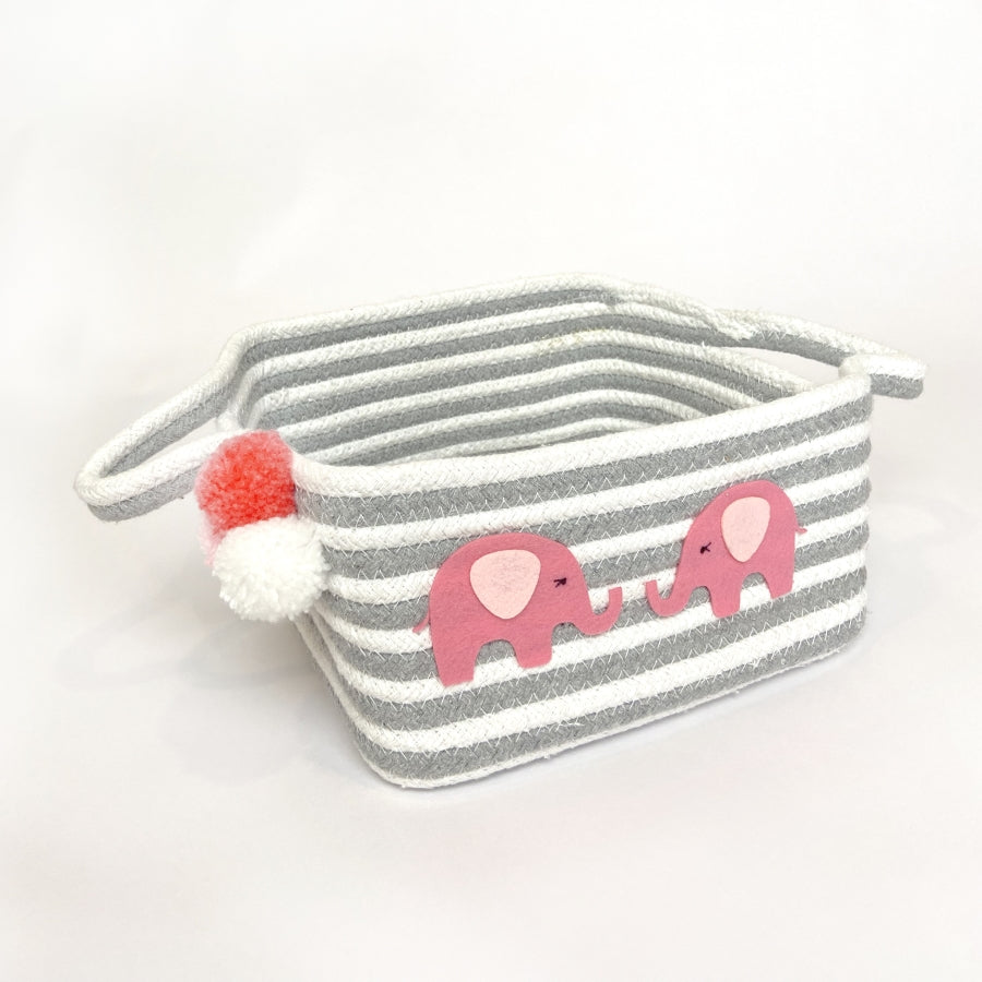 Grey White Striped Basket